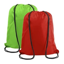  Green and Red Drawstring Backpack Bags Bulk Pack X-Large.4" L x 2 Green Red