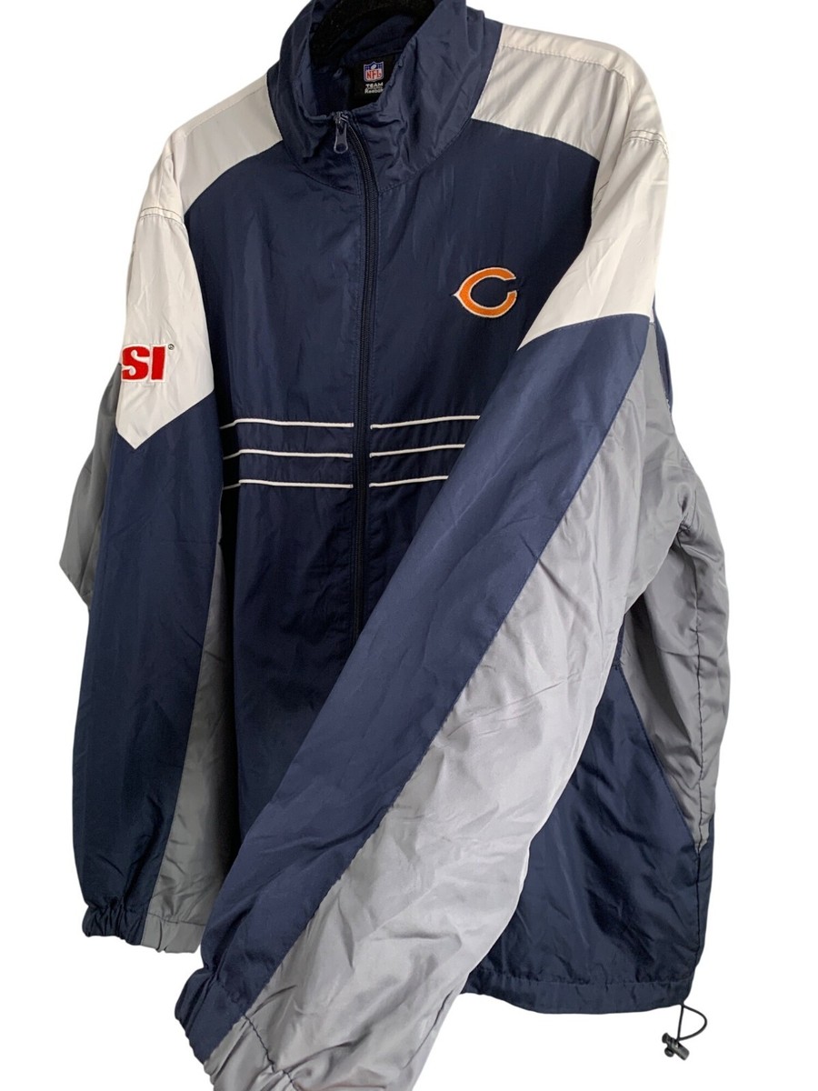 Reebok NFL Team XXL Chicago Bears Windbreaker Jacket Navy Grey