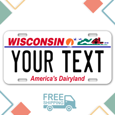 #ad PERSONALIZED Wisconsin license plate. Any text free shipping. Custom plate $12.99