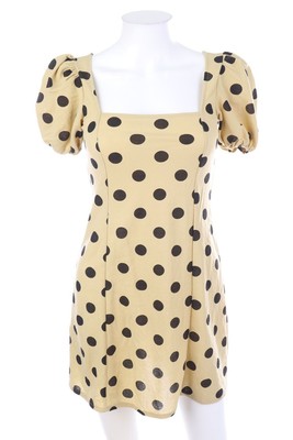 MANGO Kleid Minikleid Polka Dots Punkte XS beige NEU