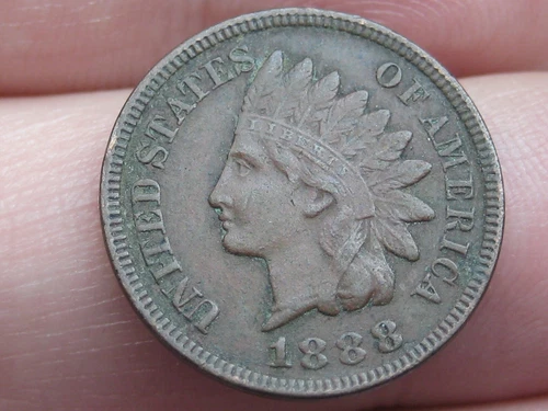1888 Indian Head Cent Penny- XF/AU Details, 2.5 Diamonds