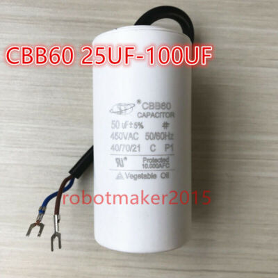 CBB60 30UF/35UF/40/45/50/60/70/80/100UF 450VAC 450V Capacitor Kondensator (Wire)