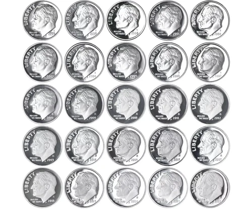 1992-2024 S Roosevelt Dimes 90% Silver Gem DCam Proof Run 33 Coin Set
