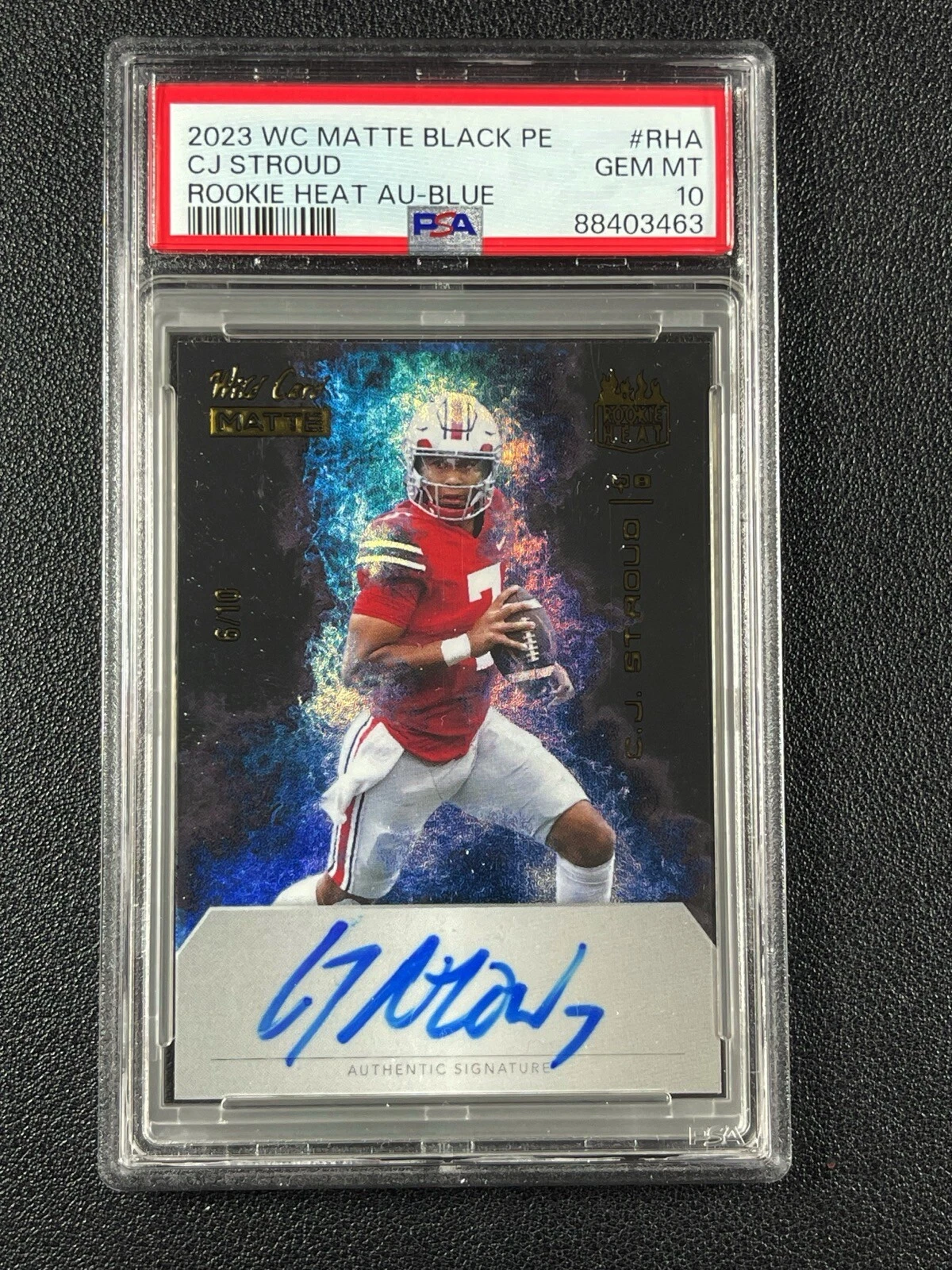 CJ Stroud Wild Card Matte Black Premium Edition Rookie Heat Autographs #RHA Blue