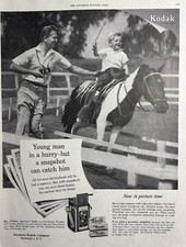 1954 Eastman Kodak company Snapshot Picture Time Camera Film Horse VTG Print Ad