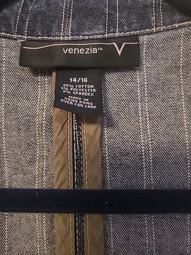 Venezia Women's Striped Denim Blazer Jacket Size 14/16 - Picture 4 of 4