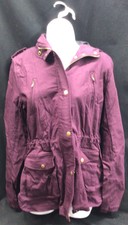 Eden Society Women's Holly Contrast Hood Cargo Jacket Dark Purple Large Nwt