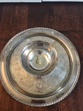 Wm. A Rogers Oneida Silversmiths Chip And Dip Serving Tray Platter VINTAGE