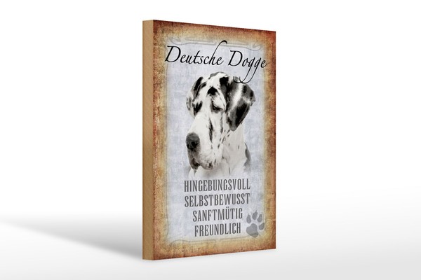 Holzschild Spruch 20X30 Cm Deutsche Dogge Hund Geschenk Deko Schild Wooden Sign-image