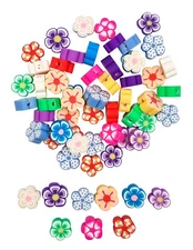 Fancy Beads In Polymer Clay Flowers 1 X 0.4 Cm 60 Pieces