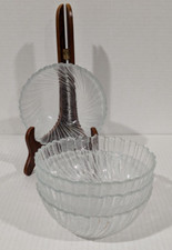 Arcoroc J G Durand Seabreeze Swirl Set of 4 Soup Salad Cereal Bowls Clear 5.5"