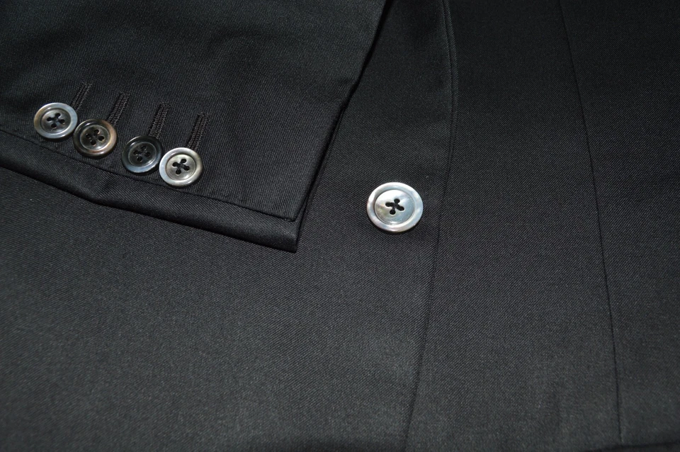 Holland & Sherry Hombre Dos Botones Plata Negro Sólido Super 120s Chaqueta Blazer 48R Foto 3 de 4