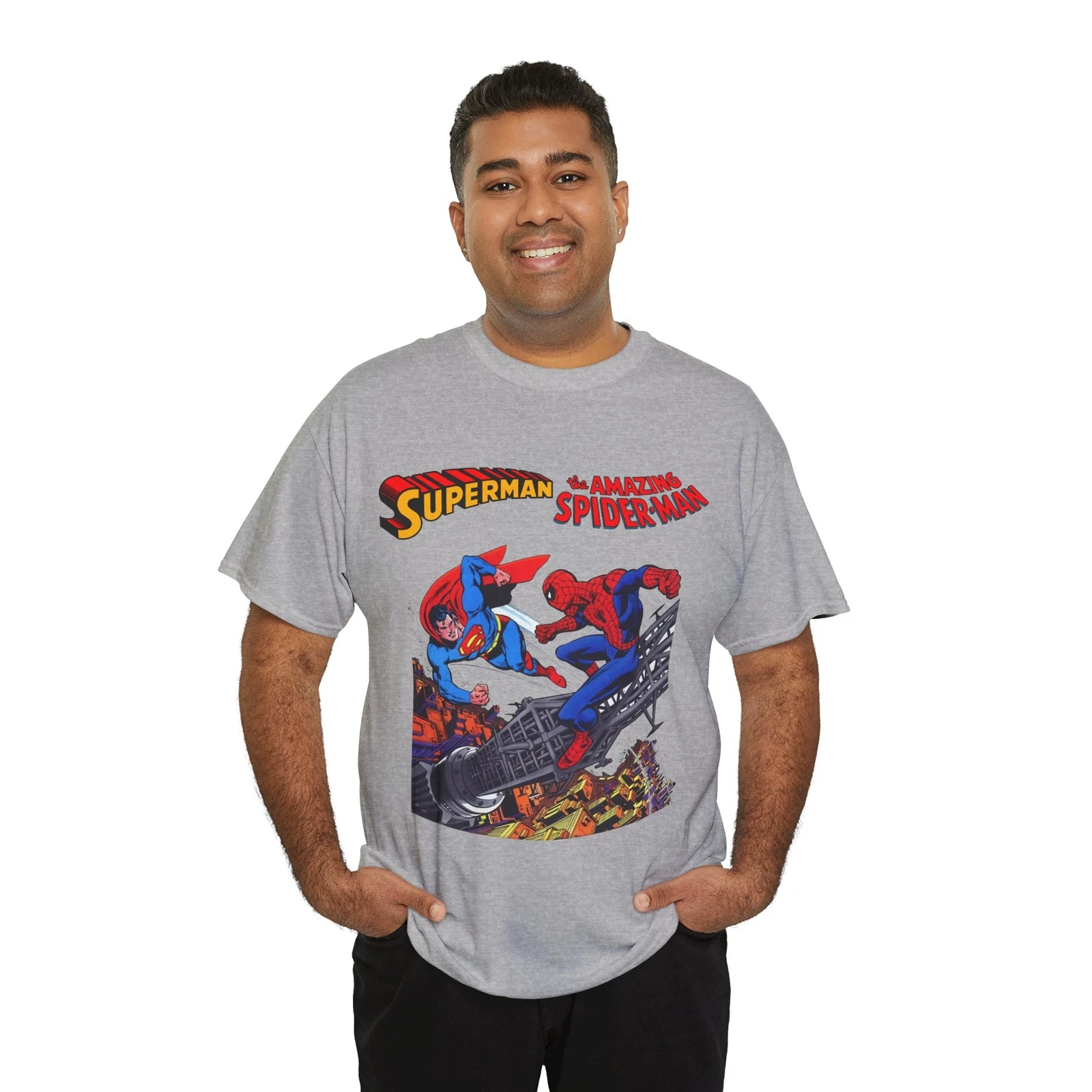 Superman & Amazing Spider-Man T-Shirt - DC/Marvel Comics Crossover - 1970s