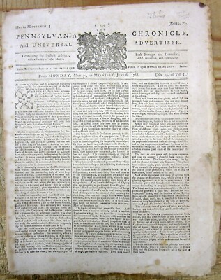 1768 Colonial America newspaper SIGNING ofTHE TREATY of FT STANWIX