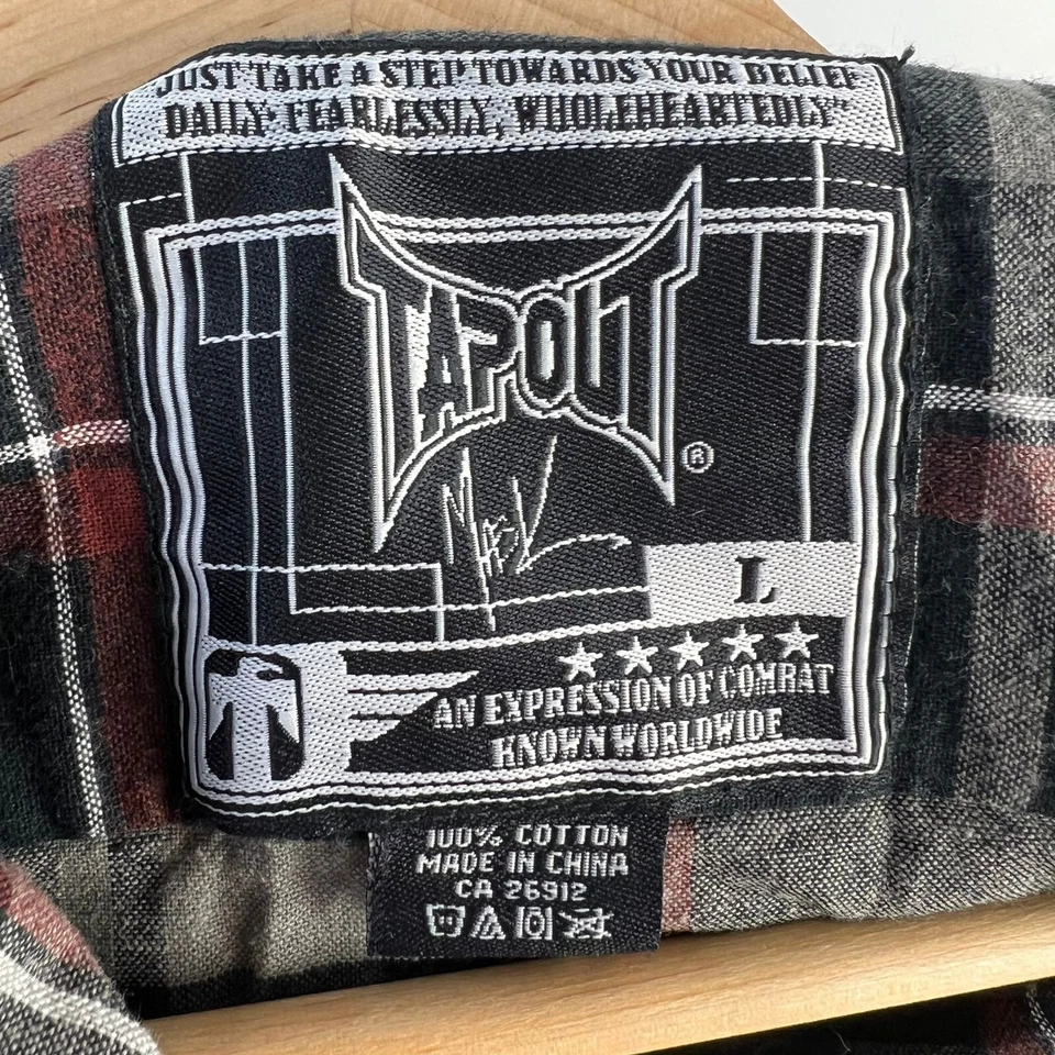 TAPOUT Shirt Mens Large CHECK 100% Cotton LONG SLEEVE Rare Combat Sport MMA - Image 2 of 4
