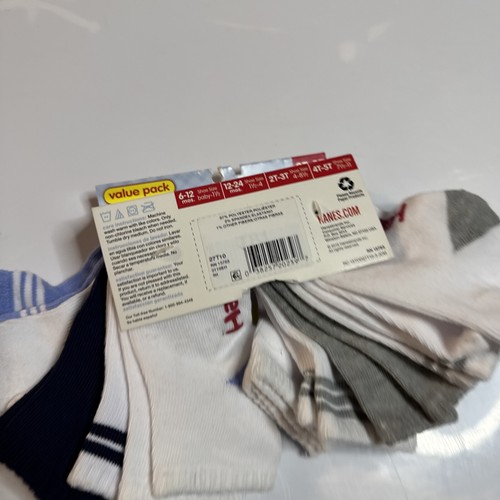 Hanes Toddler Boy Ankle Socks 10-Pack Lightweight S Stretch Gripper Bottom 2t 3t - Picture 3 of 4