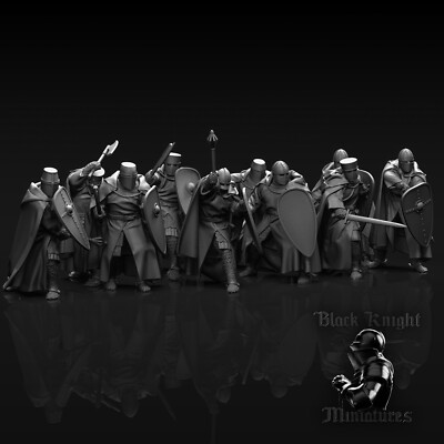 #ad #ad Black Knight Miniatures Medieval 13th Century Teutonic Foot Knight Infantry 28mm $31.99
