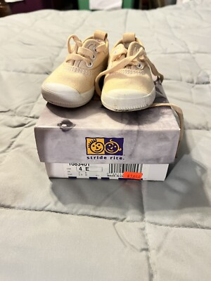 Child Stride Rite Toddler Size 4e Beige Sneakers Lace Up Shoes