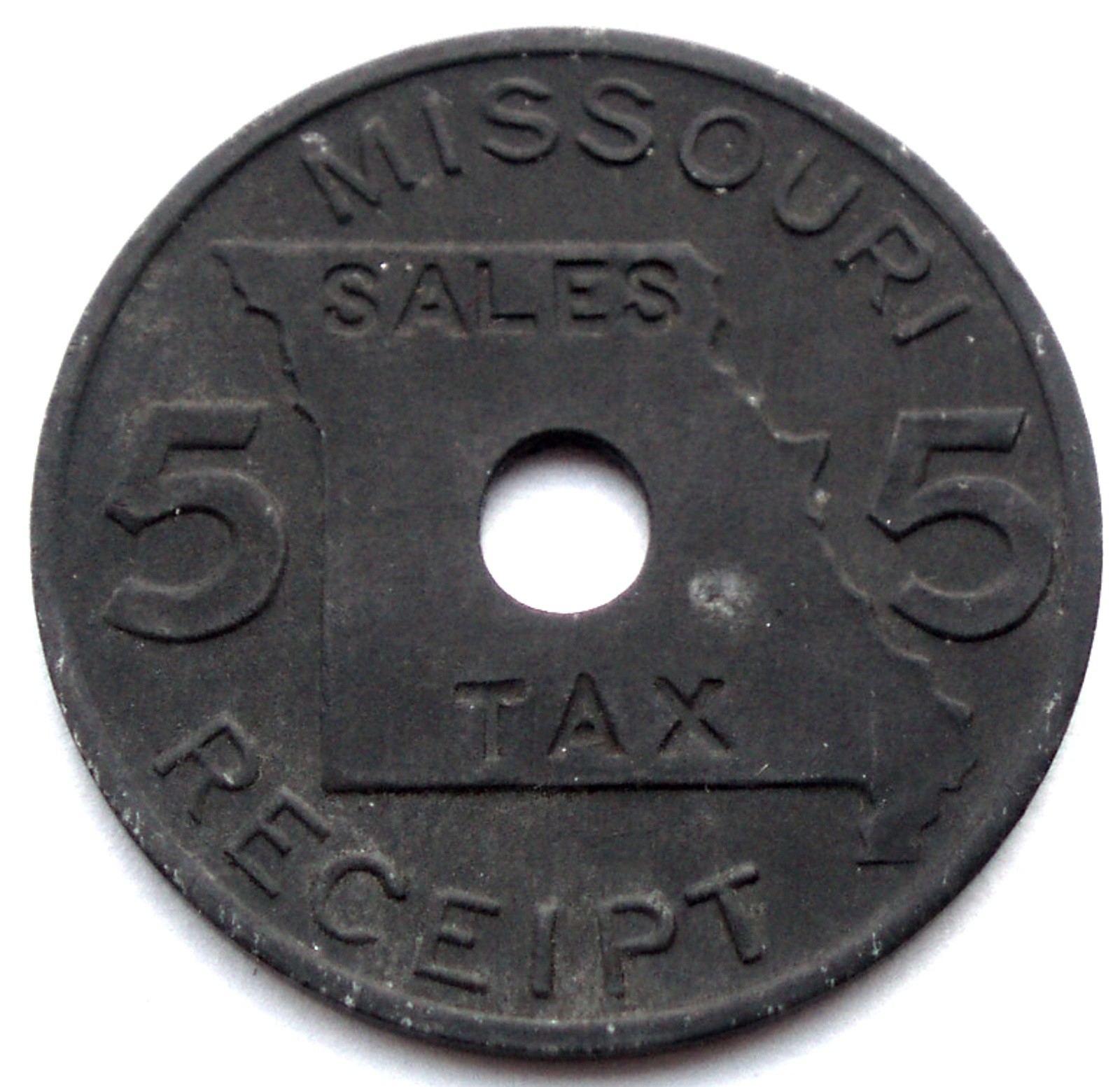 US, MISSOURI 5 SALES TAX RECEIPT Token 22.6mm 2.5g Zinc HH2.4 eBay