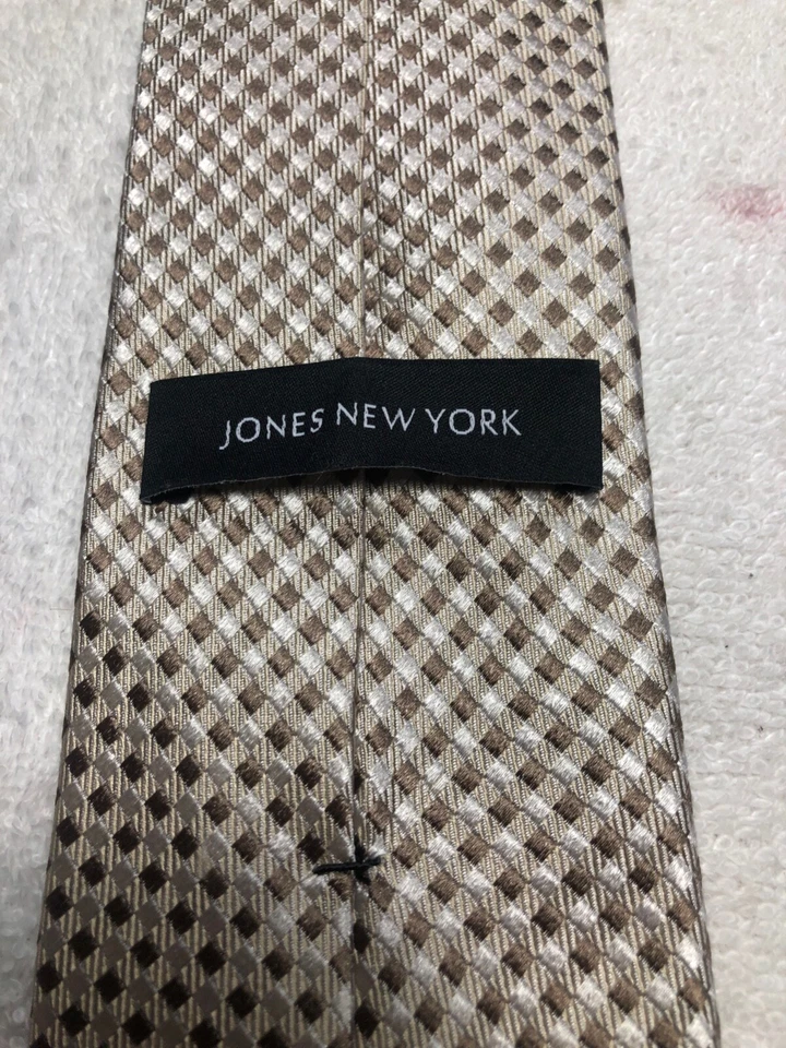 CORBATA HOMBRE JONES NEW YORK BLANCA CON MARRÓN 3,25 X 60 Foto 4 de 4