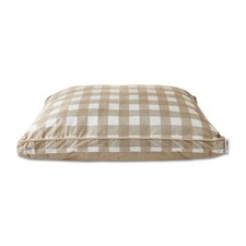 Pillow Dog Bed for Large Dogs, 42" x 32", Tan Plaid
