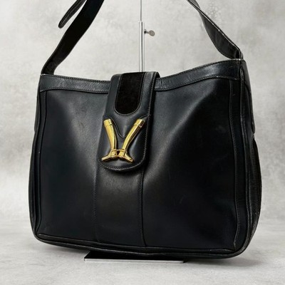 GUCCI Old Gucci Vintage Leather One Shoulder Black