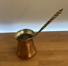 Copper Turkish Coffee Pot w/ Long Handle– 3.5" Diameter Cezve Ibrik