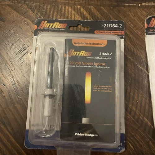 New! White-Rodgers 21D64-2 Hot Surface Ignitor 120 Volt Nitride HotRod Universal