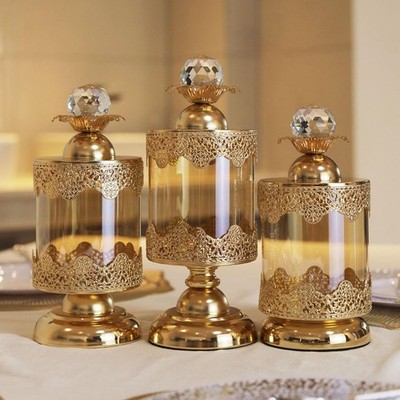 Europäische Luxus Glas Vorratsdose Bonbonglas Organizer Display Box Küche Tisch