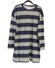 ASOS DESIGN Mini Shift Dress Sz 8 Navy Sage Green Striped Long Sleeve NWOT