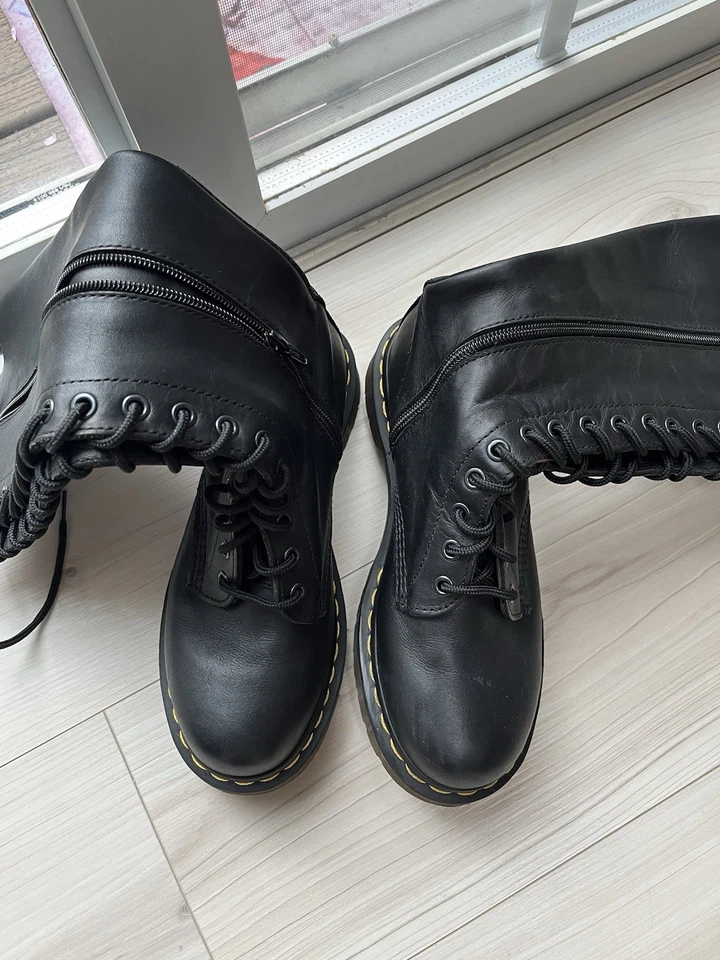 Dr. Martens Black Leather Knee High Boots Size 7 - Image 2 of 4