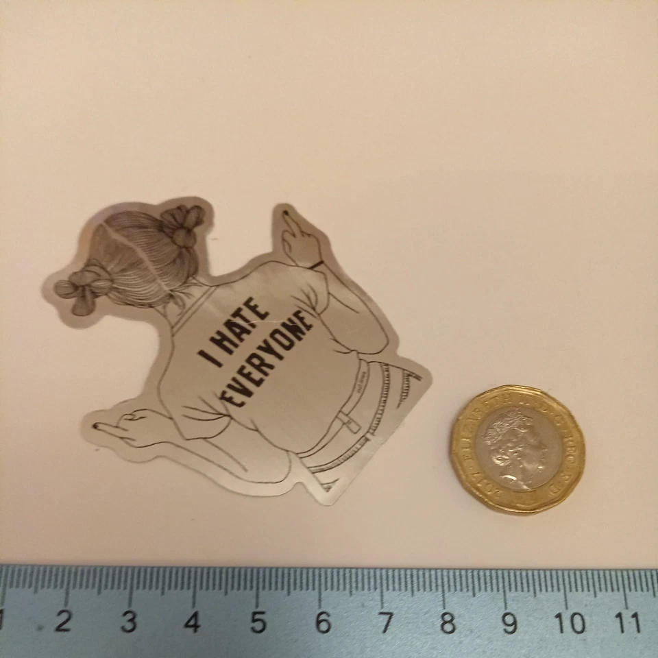 I hate everyone - girl silver mirror sticker decal - Image 3 of 3