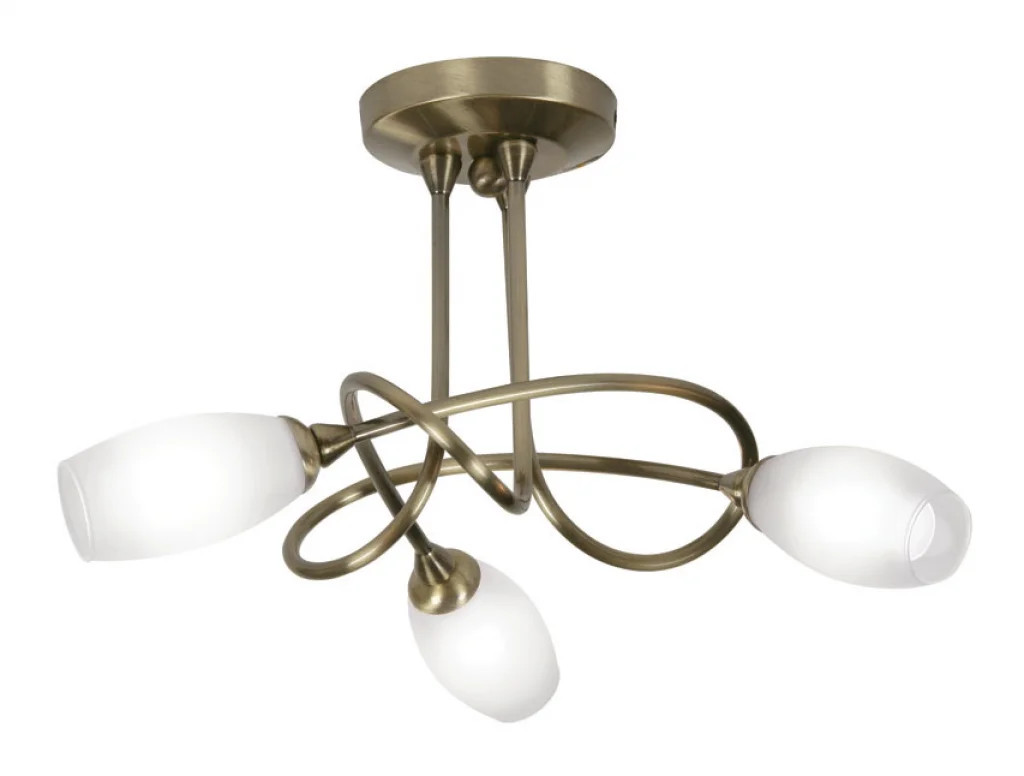 Ceiling Light Brass Tara 3 Antique Oaks Lighting 5327/3 AB