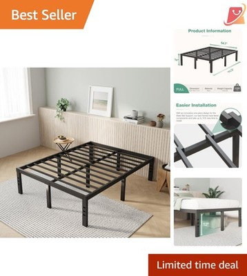 Full Size Metal Bed Frame with Under-Bed Storage Heavy Duty Steel Support