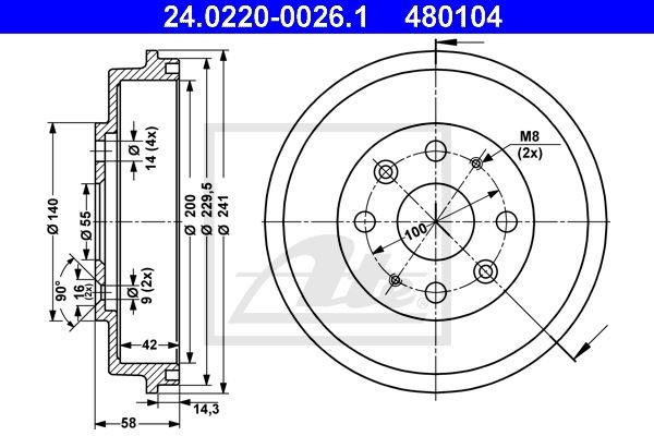 Tambour de frein ATE pour éliminer les vibrations arrière sur Mazda 323