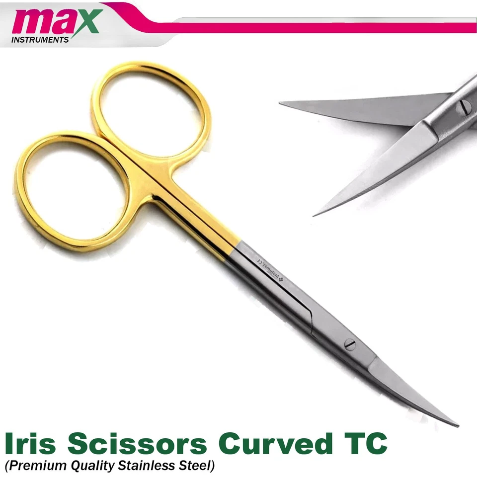 NEW GERMAN TC Iris Scissors 4.5" Curved Surgical Dental Surgery Instruments 5Pcs - Image 2 of 4