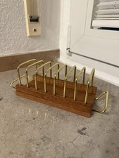 Mid Century Retro Toasthalter Vintage Holz und Messing 50er 60er Vintage 