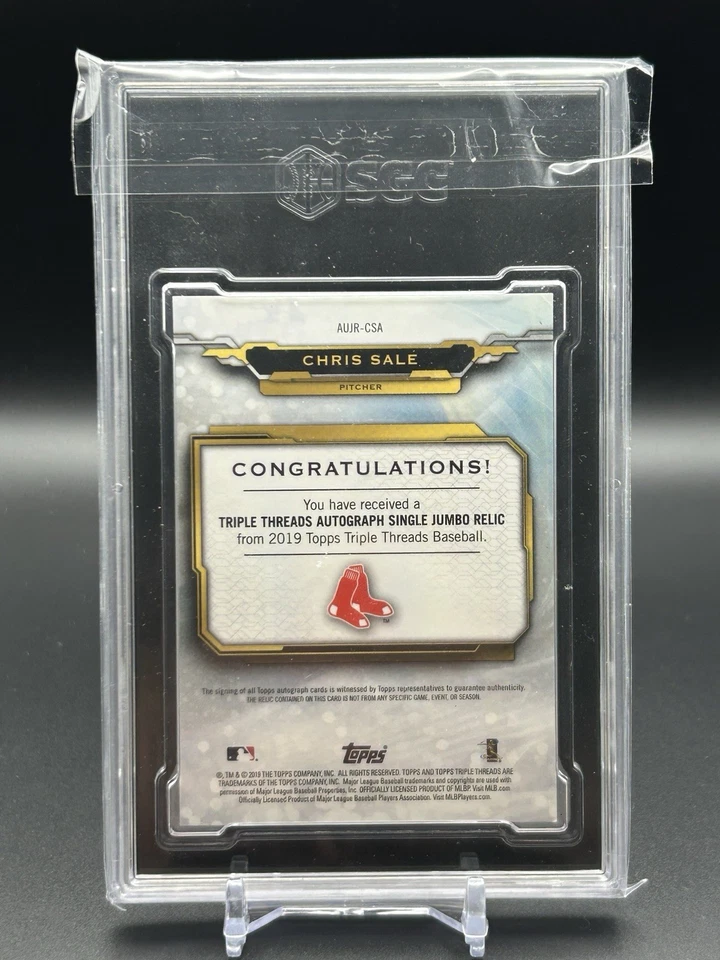 Triple Threads Chris Sale 2019 auto único Jumbo Relics Sapphire/10 SGC 9,5/10 Foto 2 de 2