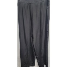 Vtg Christina Black 100 Silk Wide Leg Lounge Pants Size Medium Elastic Waist