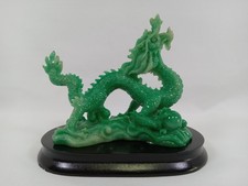 Vintage Green Jade Color Resin Chinese Feng Shui Shenlong Shenron Dragon Figure