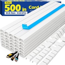 Cord Hider Kit, Cord Covers for Wires on Wall, Paintable Cable Raceway, 500in