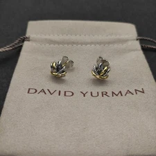 David Yurman 925 Silver 18K Cable Wrap Stud Earrings 11 mm