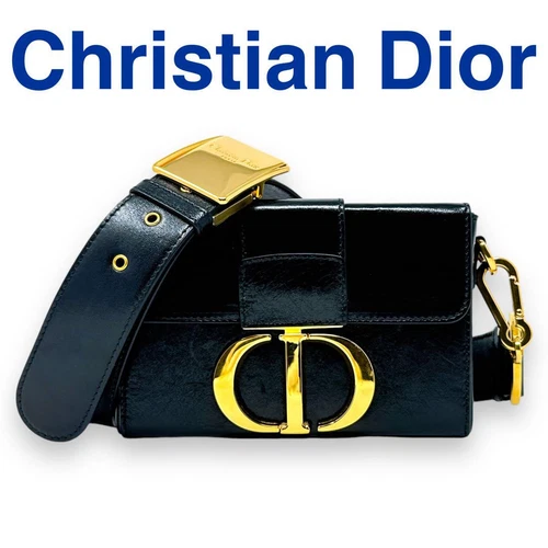 Sac bandoulière Dior cuir noir 30 boîte Montaigne