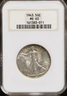 1943 Walking Liberty Half Dollar Fatty NGC MS 63 W Intact Hologram ~ W/Video