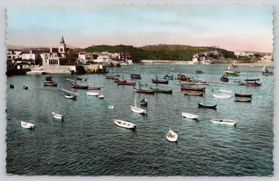Palacio Seixas Hand-tinted Deckled Cascais Bay Portugal Postcard