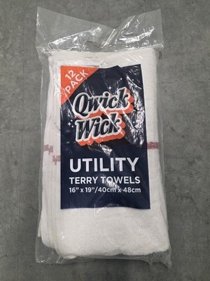 Qwick Wick Bar Mop Terry Towels -  16 x 19 Cotton Kitchen Towels - Packs of 12