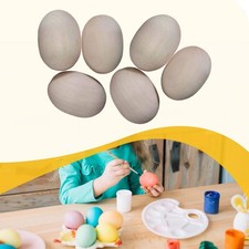 6Pcs Unpainted Wooden Eggs Easter Decorations Decorative Photography Props
