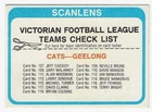 1979 Scanlens VFL Checklist - GEELONG