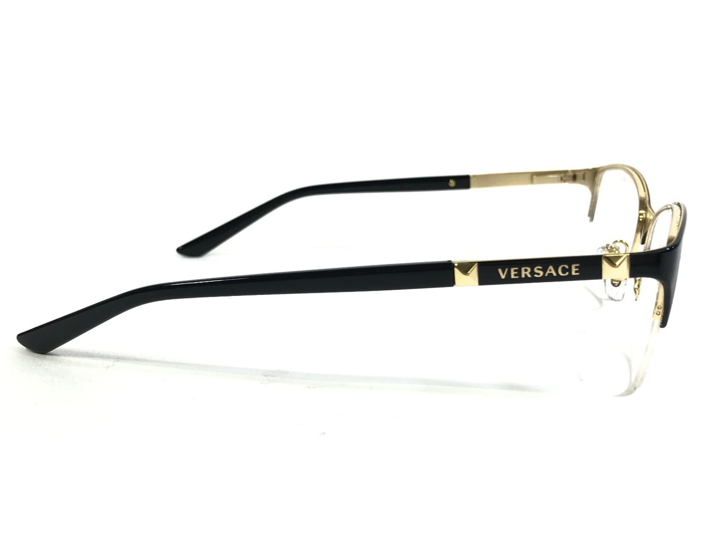 Versace Eyeglasses Frames MOD.1218 1342 Black Gold Cat Eye Half Rim 53-17-140 thumbnail 5