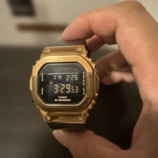 Casio G-Shock GM-S5600PG Digital Watch Gold Frame Used, Battery Replaced G1205